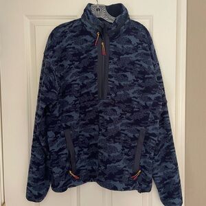 Outdoor Voices Blue Camouflage fleece Unisex Jacket in medium